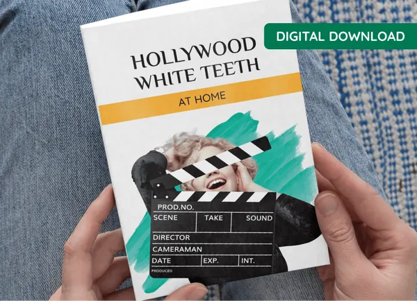 ProDentim bonus e-guide Hollywood White Teeth at Home, held in two hands